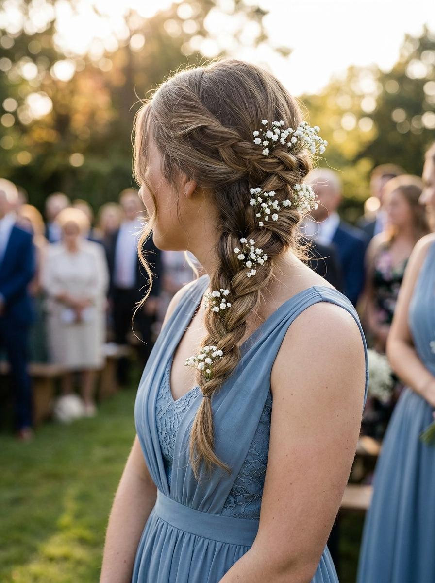 Seitlicher Flechtzopf - elegante Brautjungfernfrisur